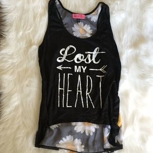 Lost My Heart Tank Top With Sheer Floral Back